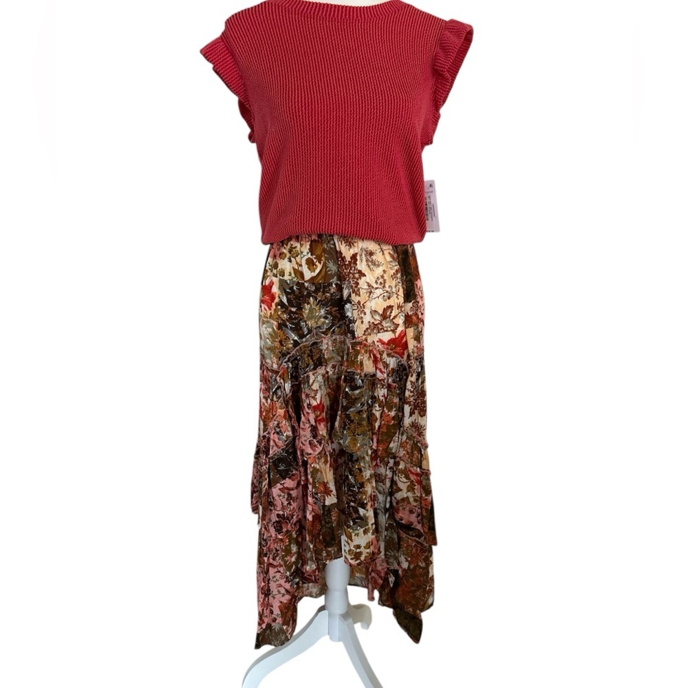 Talisman Tiered High Low Floral Skirt